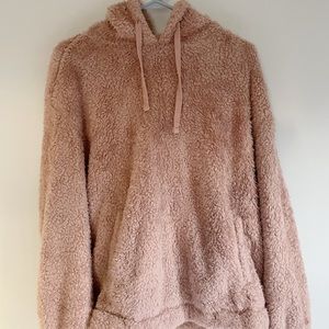 BLUSH PINK FUZZY FLEECE HOODIE